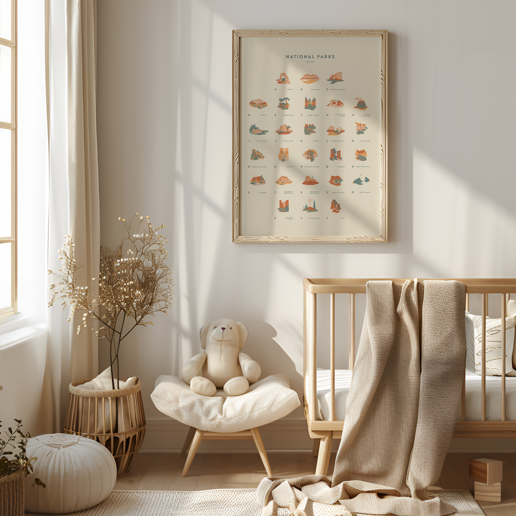 18x24" US National Parks Alphabet Poster