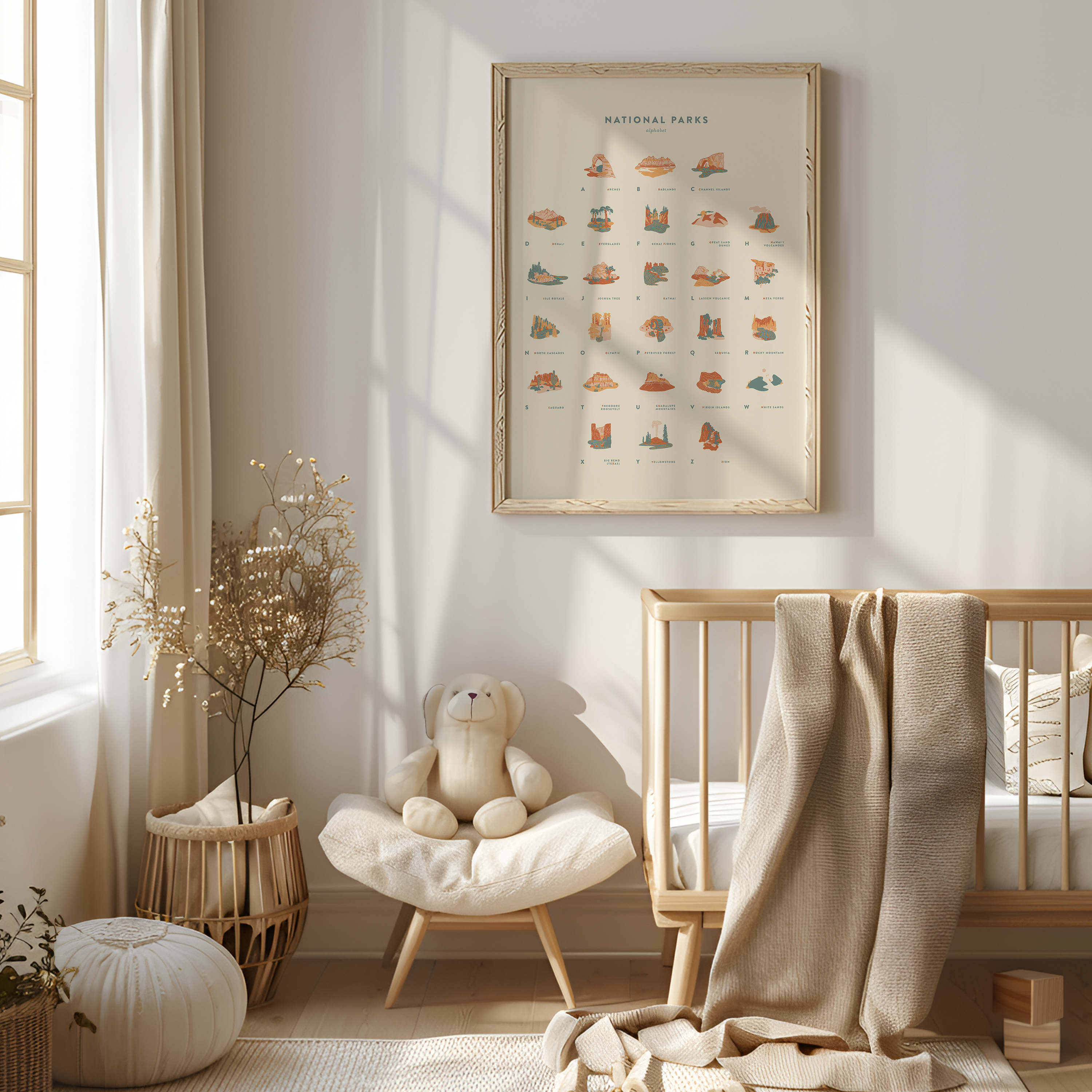 18x24" US National Parks Alphabet Poster