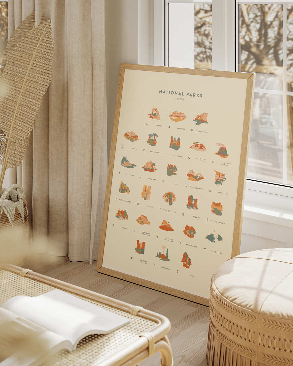 18x24" US National Parks Alphabet Poster