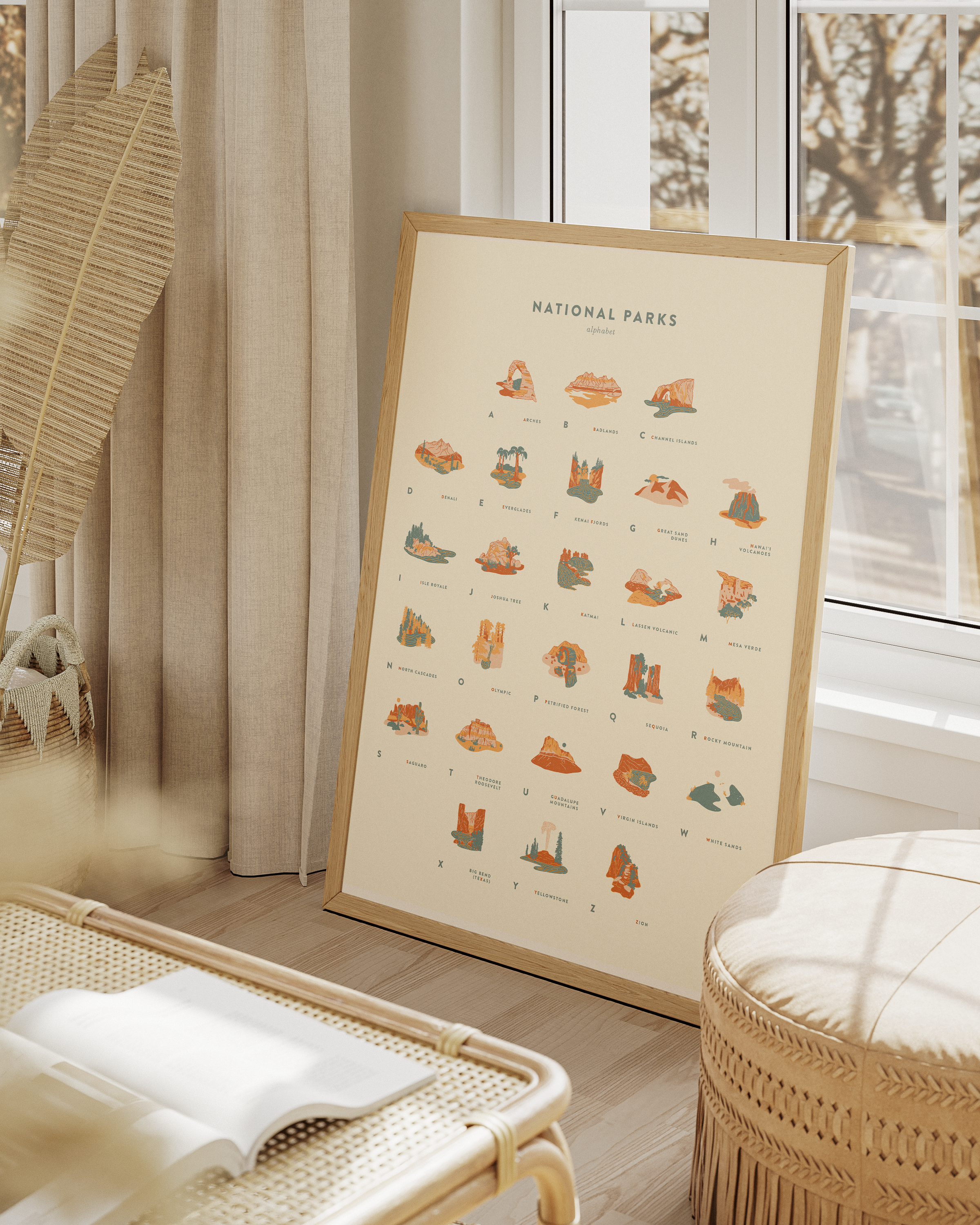 18x24" US National Parks Alphabet Poster